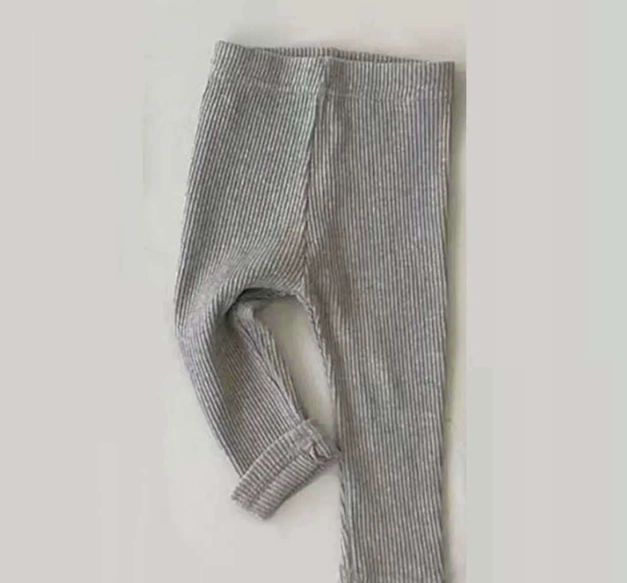 Grey Ribbed Knit Leggings