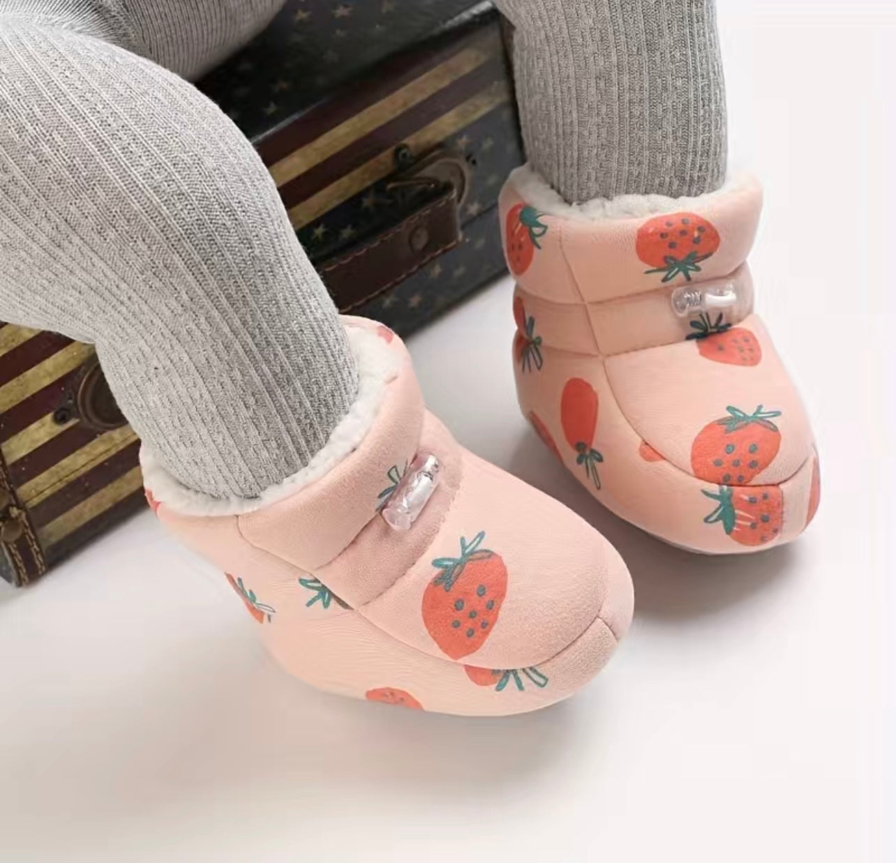 Strawberry Printed Winter Booties