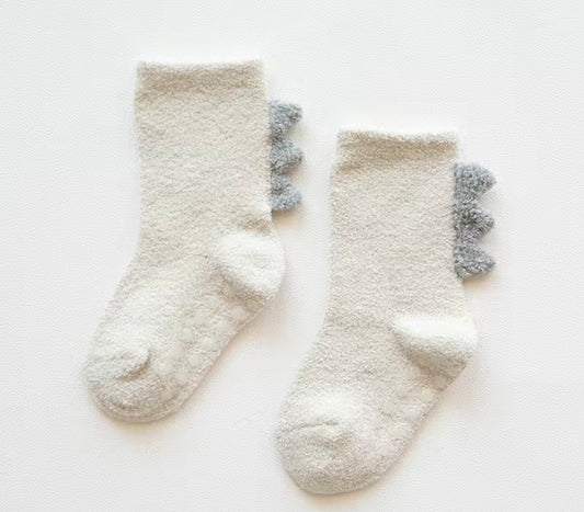 White Anti-Skid Dino Socks