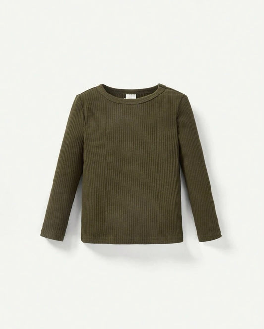 Army Green Ribbed Lounge Top
