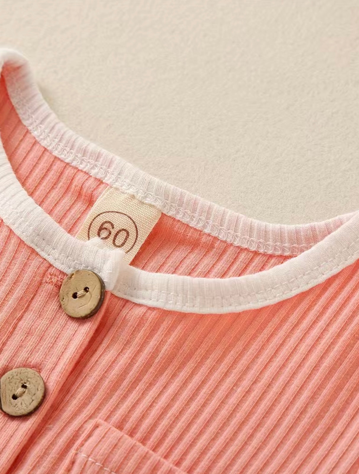 Pink Ribbed Button Onesie