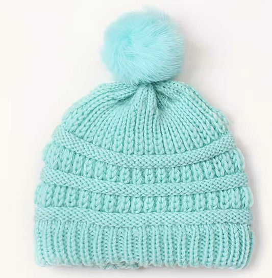 Knitted Puff Ball Hat