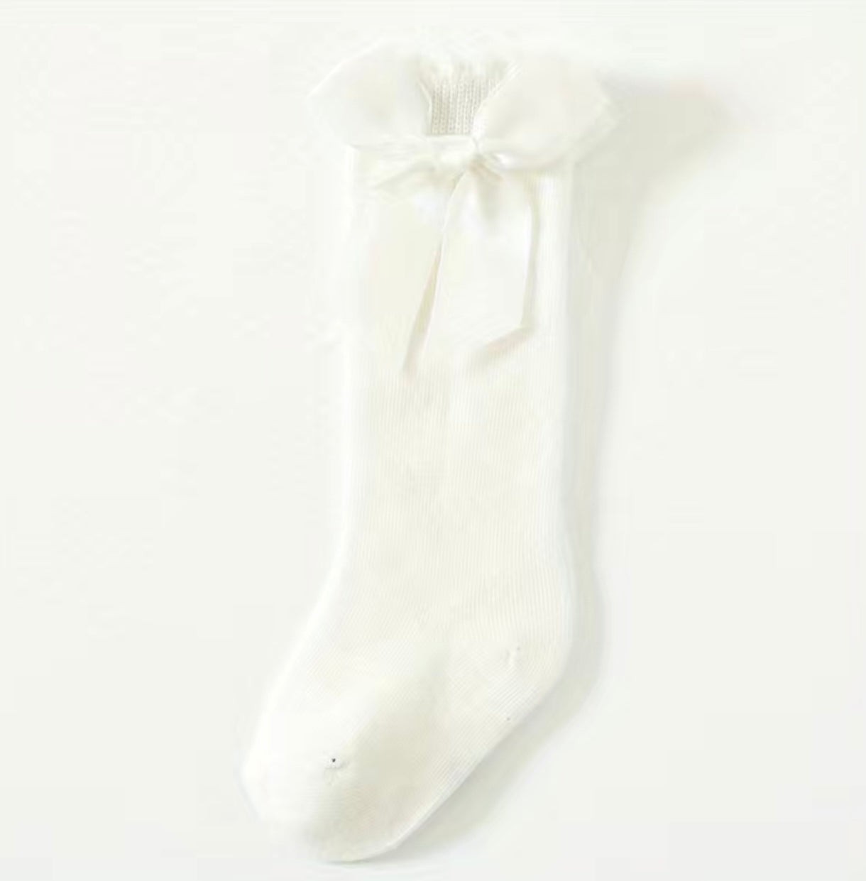 White Over The Knee Bow Socks